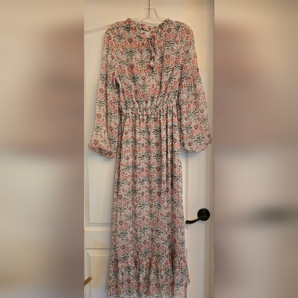 Misa Los Angeles Patterned Maxi Dress - Pink and Cream Size M - Picture 4 of 6